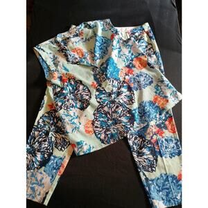 J Crew Pant Set Medium Top Sz 12 Pant Womens Floral Set A23